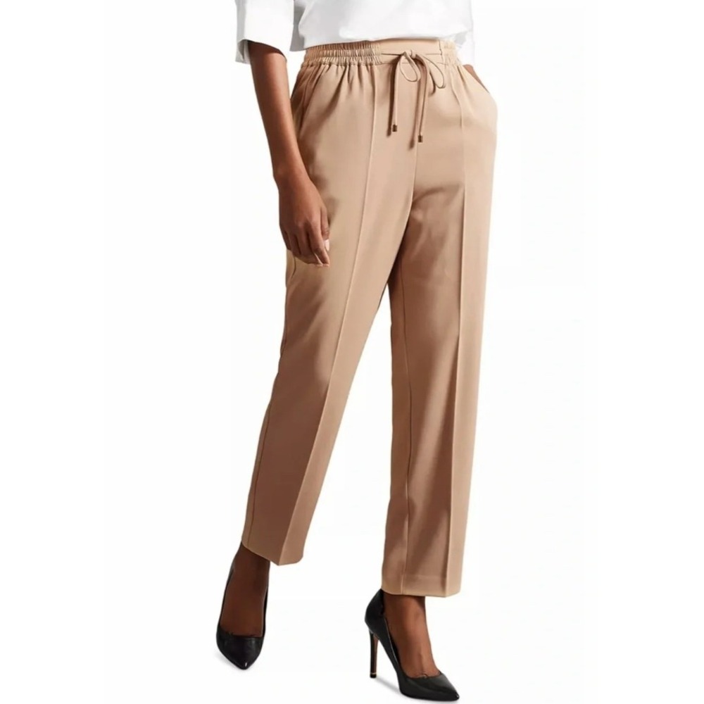Ted Baker Laurai Slim Ankle Jogger Pants Size 1 Elastic Drawstring Pleated Twill